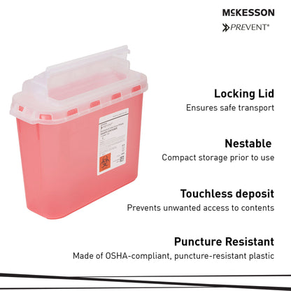 McKesson Prevent® Two-Piece Sharps Container, 5.4 Quart