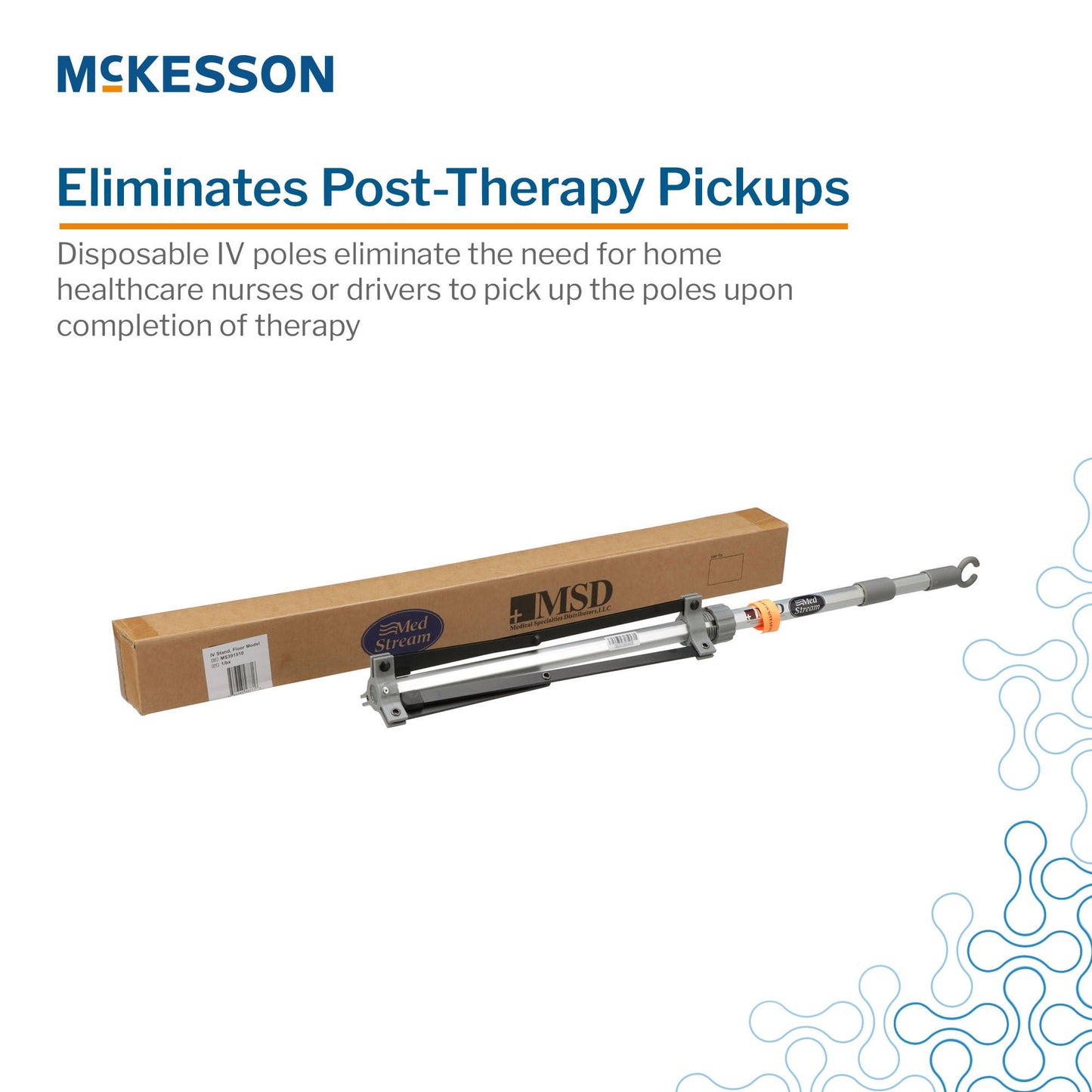 McKesson IV Pole, Three Legs, Two Hooks