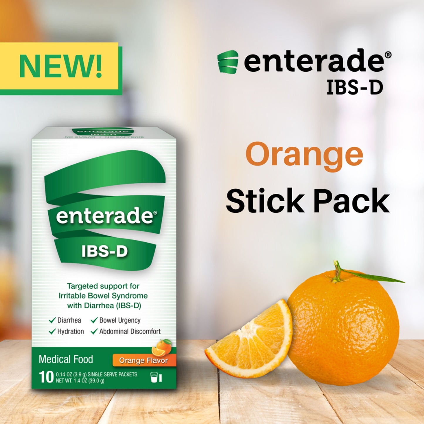 enterade® IBS-D Dietary Support Medical Food, Orange, Single Serve Packets