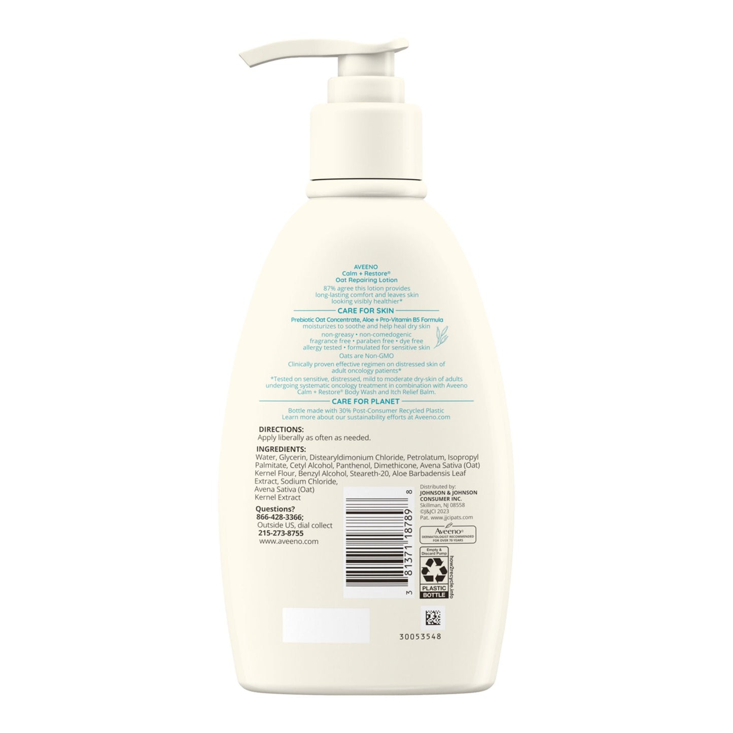 Aveeno® Calm + Restore Oat Repairing Lotion Fragrance Free, Pump Bottle