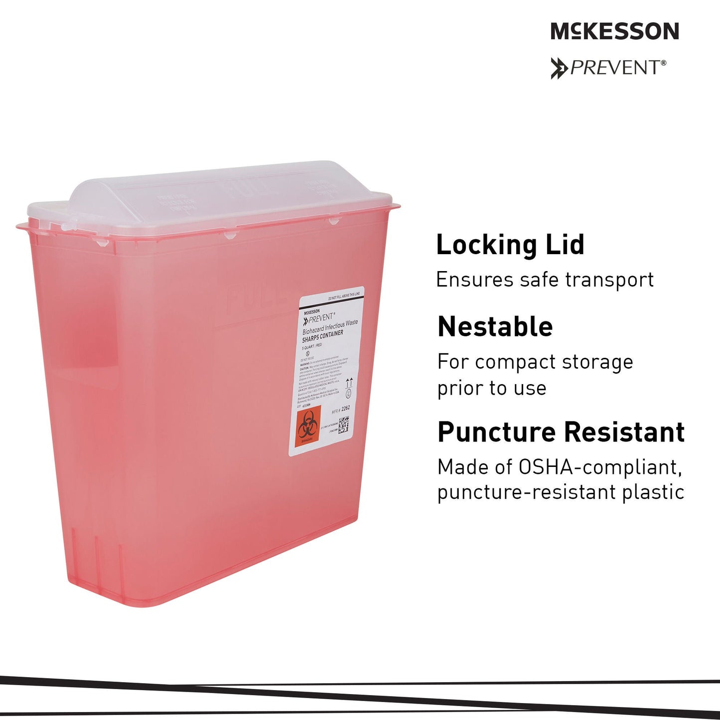 McKesson Prevent® Red Sharps Container, 1.25 Gallon