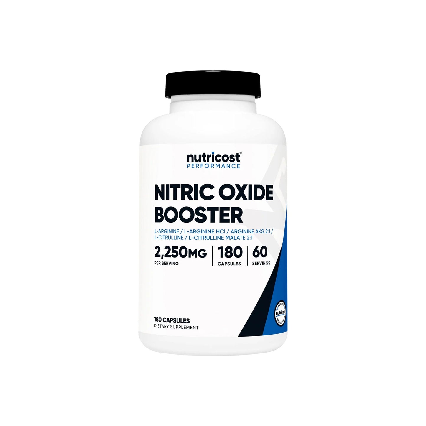 nutricost Nitric Oxide Booster Dietary Supplement L-Arginine - L-Arginine HCl - Arginine AKG 2: -Citrulline - L-Citrulline Malate 2:1 500 mg - 500 mg - 500 mg - 375 mg - 375 mg Strength Capsule