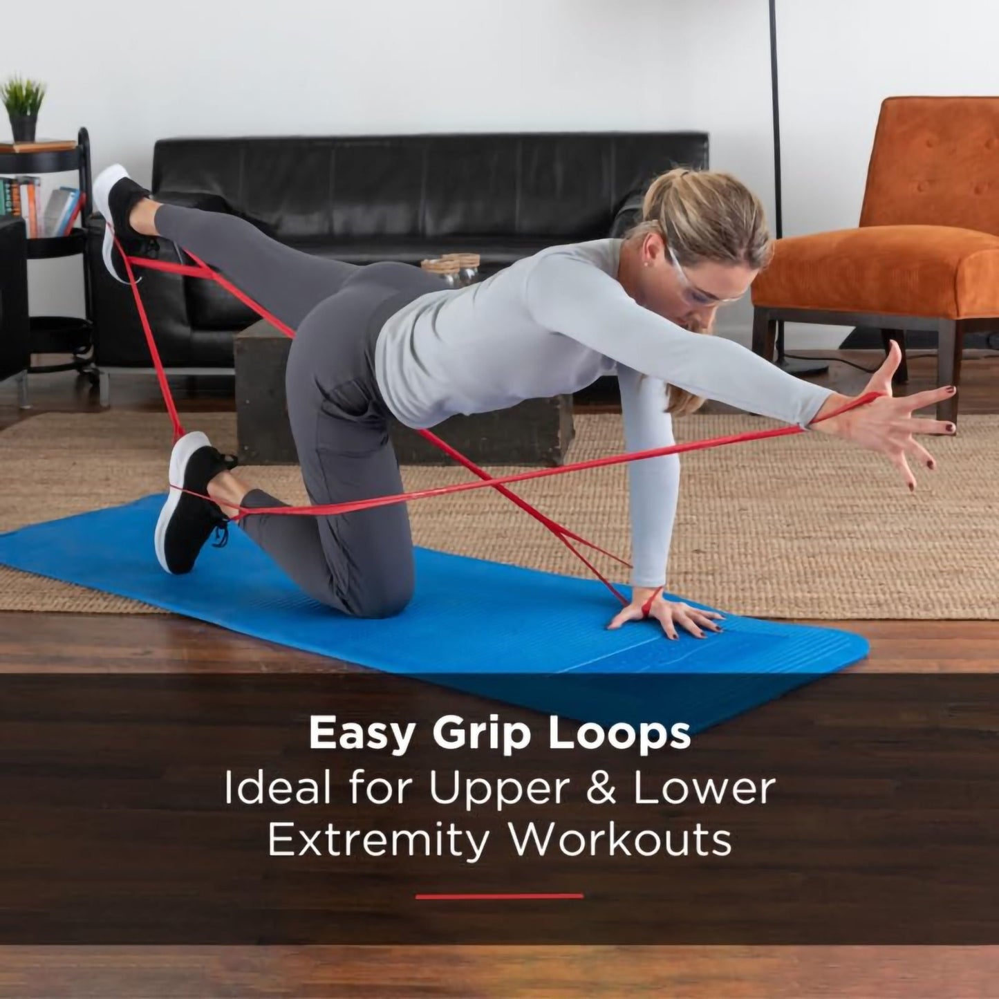 TheraBand CLX Consecutive Loops Exercise Resistance Band with Loops Red Medium Resistance