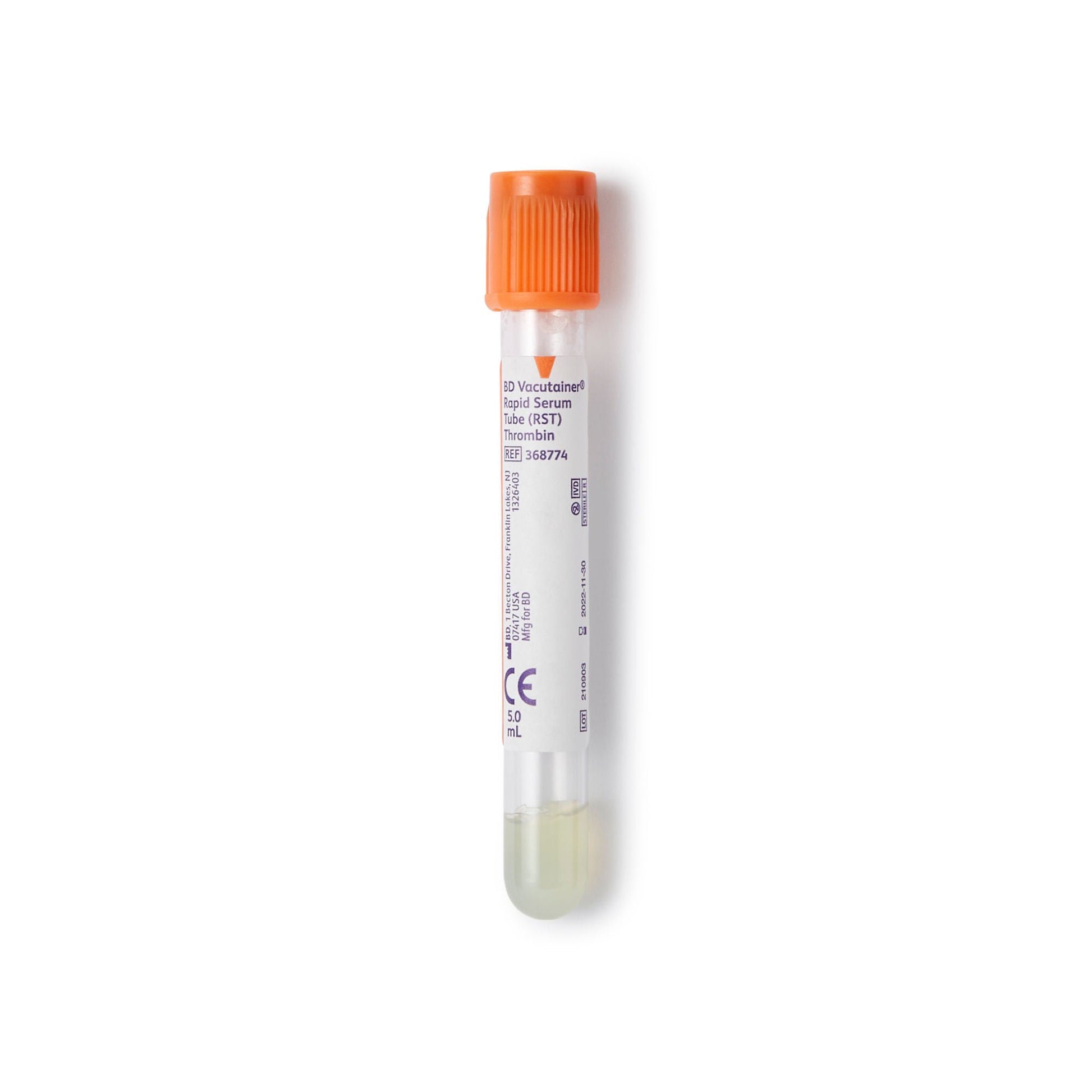 BD Vacutainer Venous Blood Collection Tube Clot Activator Additive BD Hemogard Closure Polyethylene Terephthalate (PET) Tube