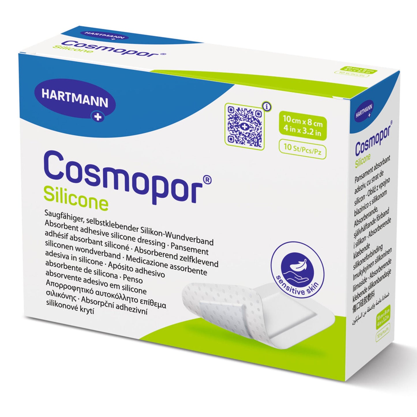 Cosmopor Silicone Island Dressing Rectangle Sterile Water Resistant Nonwoven Backing