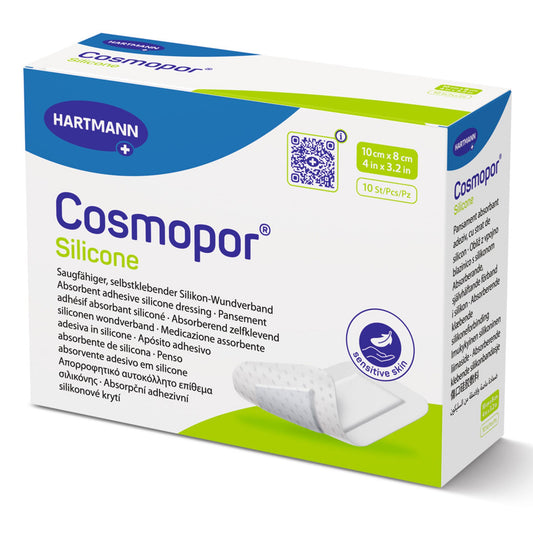 Cosmopor Silicone Island Dressing Rectangle Sterile Water Resistant Nonwoven Backing