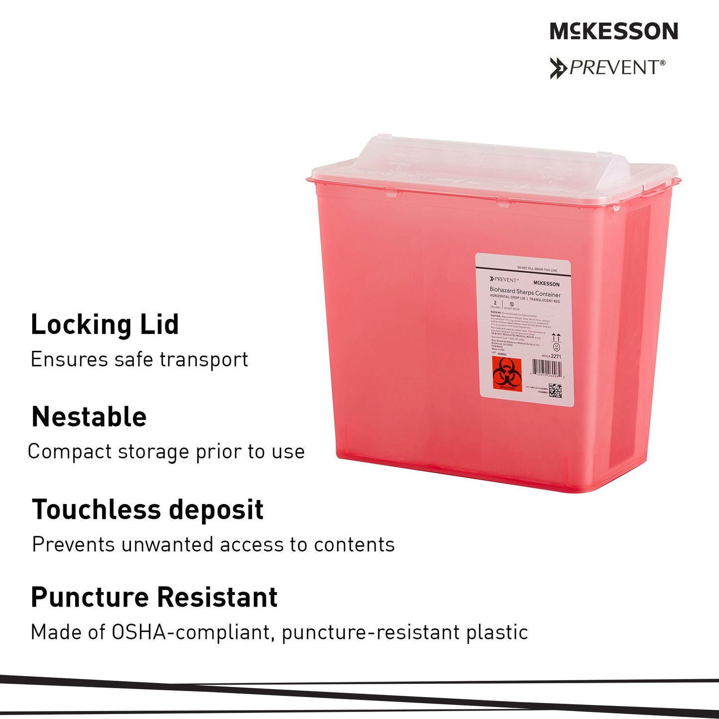 McKesson Prevent® Sharps Container, 2 Gallon