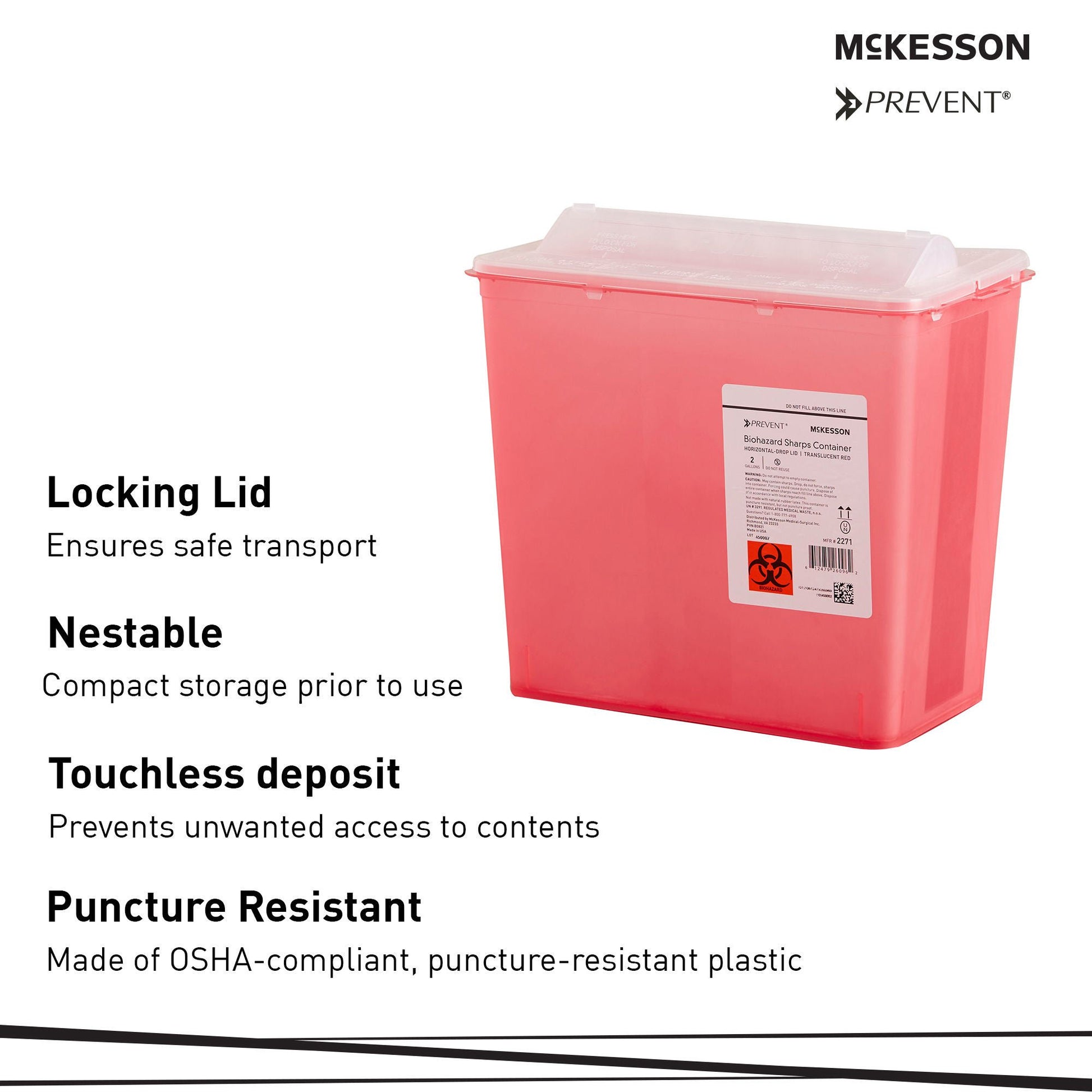 McKesson Prevent® Sharps Container, 2 Gallon