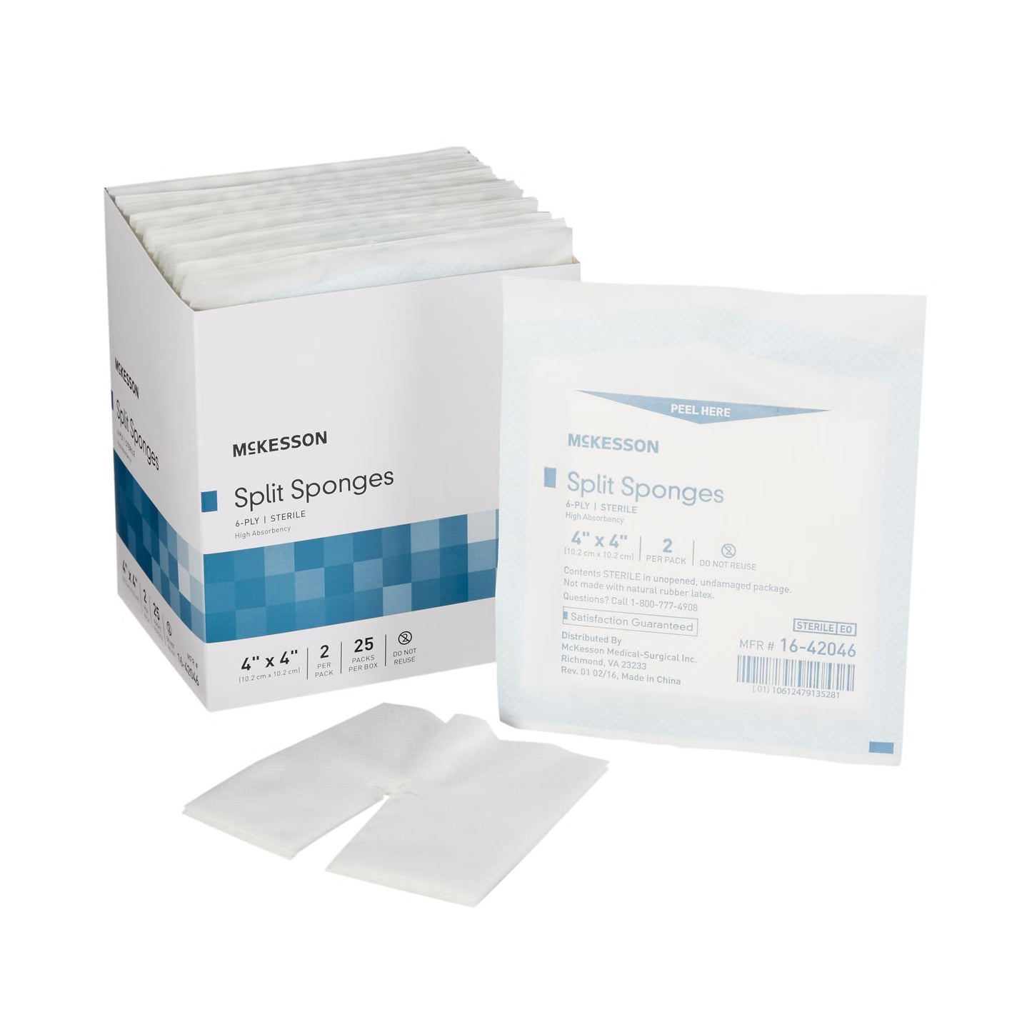 McKesson IV/Drain Split Dressing, Six Ply