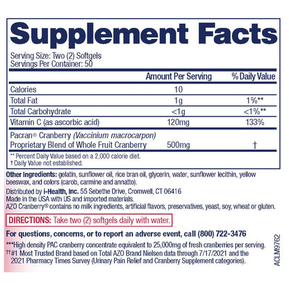 AZO® Cranberry Softgels for Convenient Urinary Tract Health