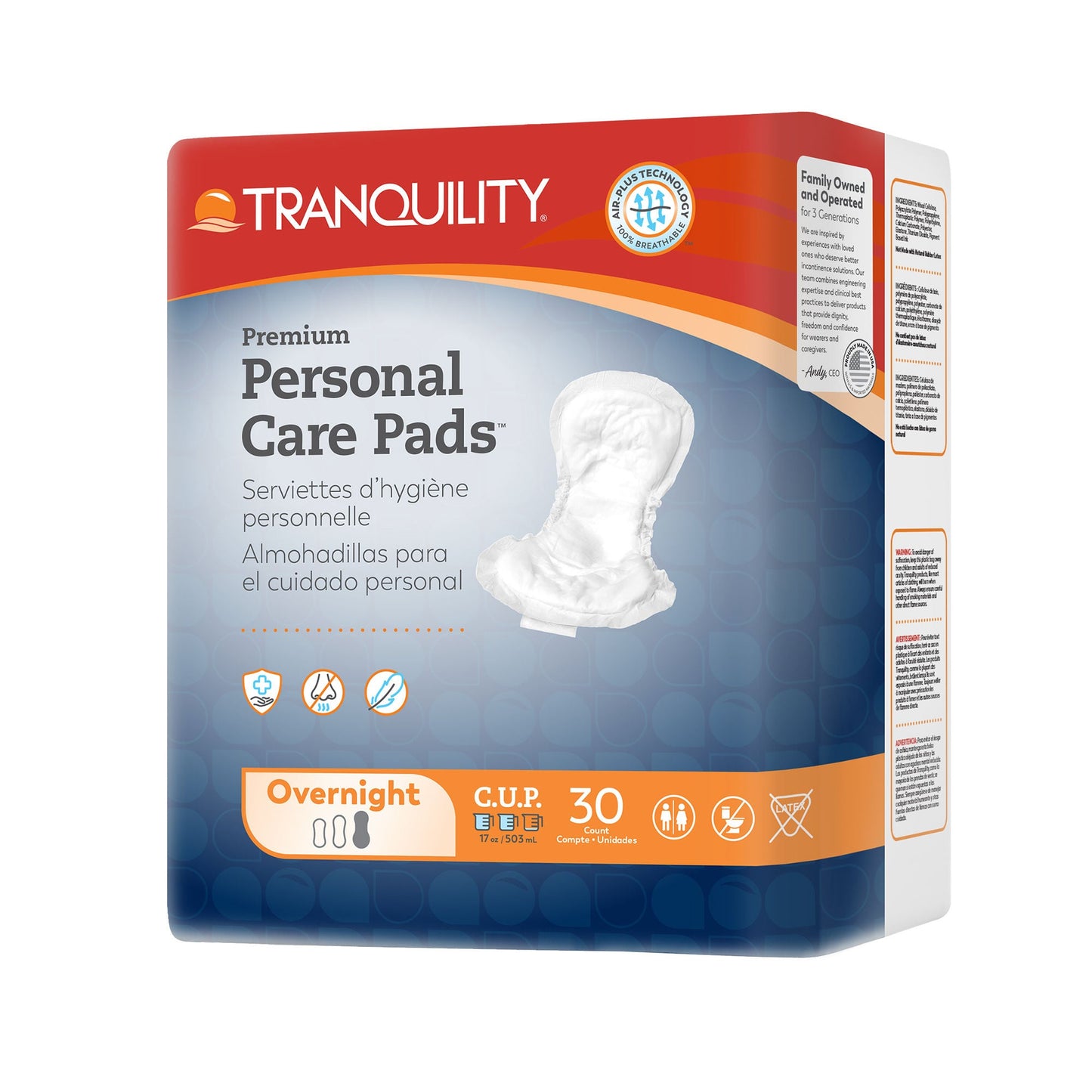 Tranquility Premium Overnight Bladder Control Pad 16 Inch Length Heavy Absorbency Super Absorbent Core