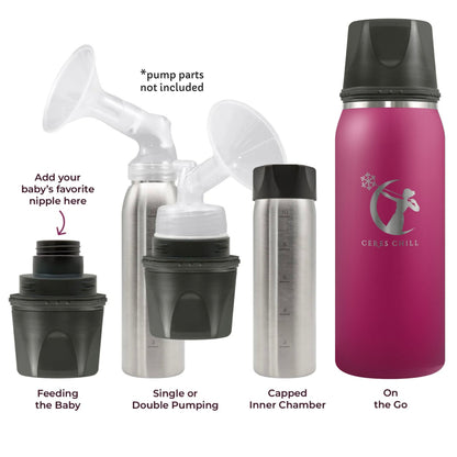 Ceres Chill OG Stainless Steel Breast Milk Chiller Container, Fuchsia