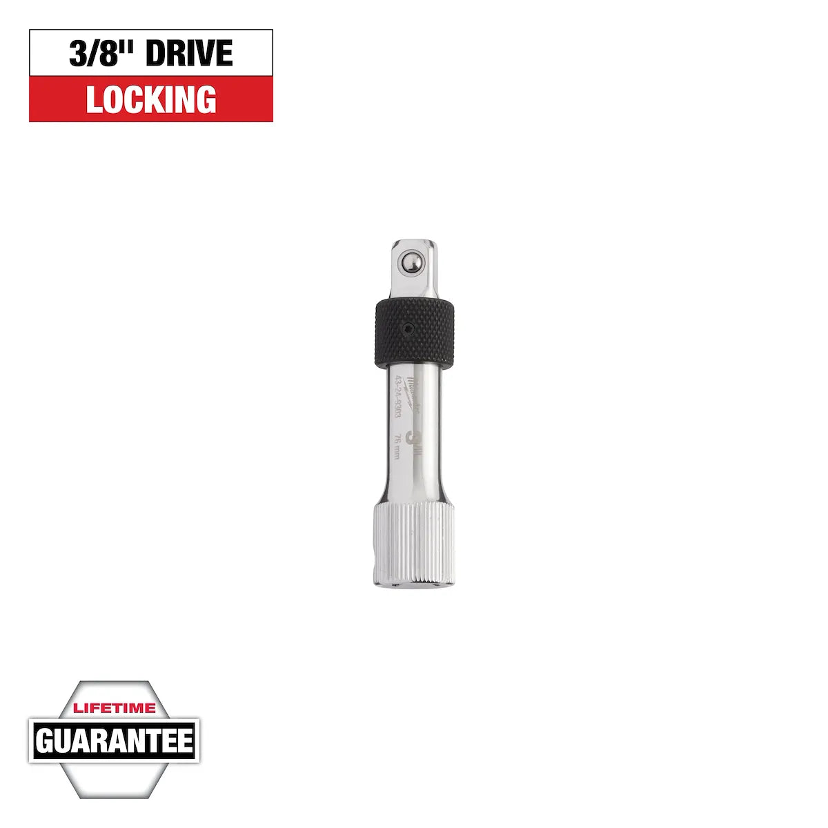 Milwaukee 3/8" Drive 3" Locking Extension 43-24-9303 | 3/8 in Drive, Chrome Vanadium Steel