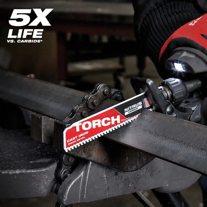 Milwaukee 9" 8 TPI TORCH with NITRUS Carbide SAWZALL Blade for Cast Iron (3 PK) 48-00-5362 | 9 in Blade Length, 3-Piece