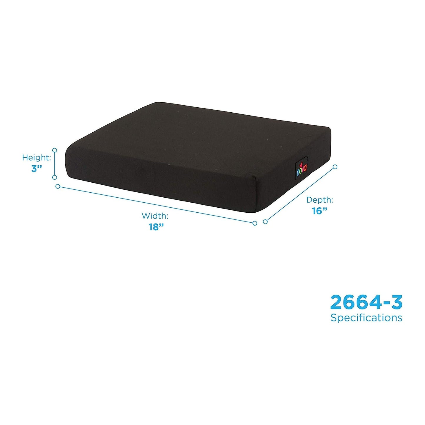 NOVA Seat Cushion 18 W X X 3 D Inch Convoluted Foam
