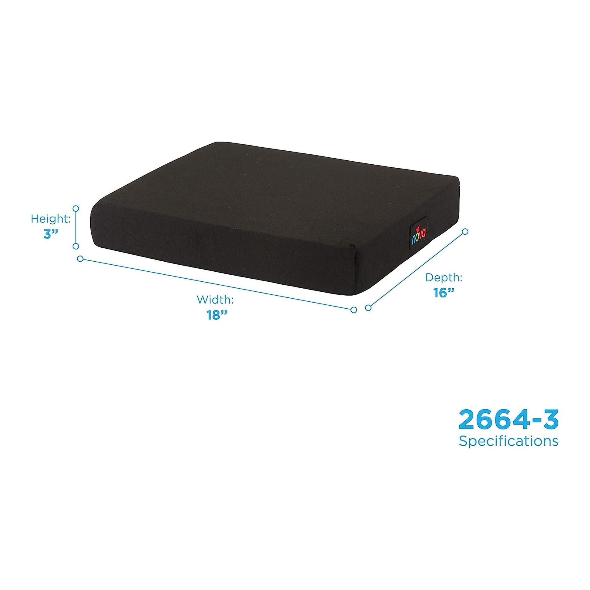 NOVA Seat Cushion 18 W X X 3 D Inch Convoluted Foam