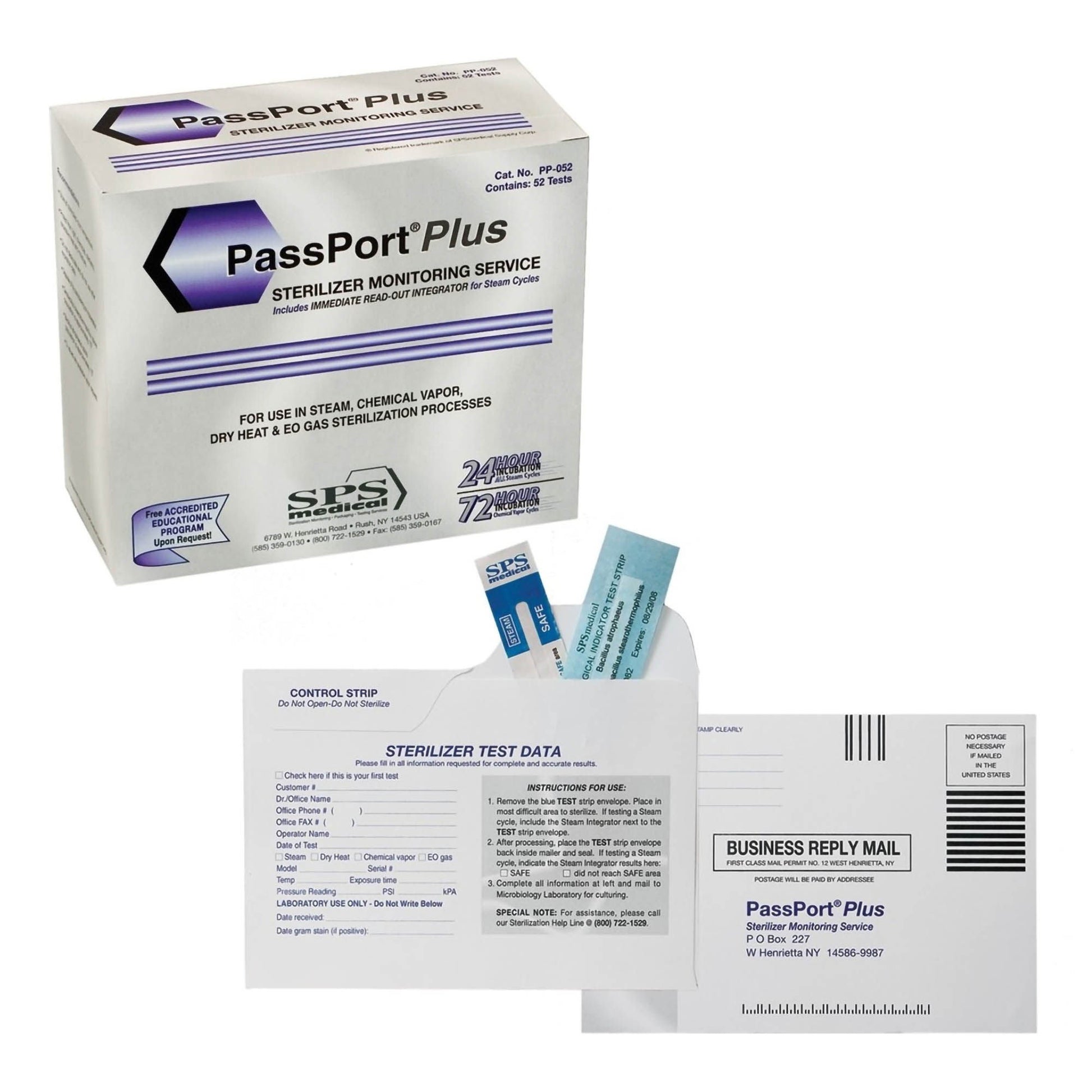 PassPort Plus Sterilization Mail-In Monitoring Service Steam / EO Gas / Dry Heat / Chemical Vapor 24 Hour to 7 Day Processing Time Type 5