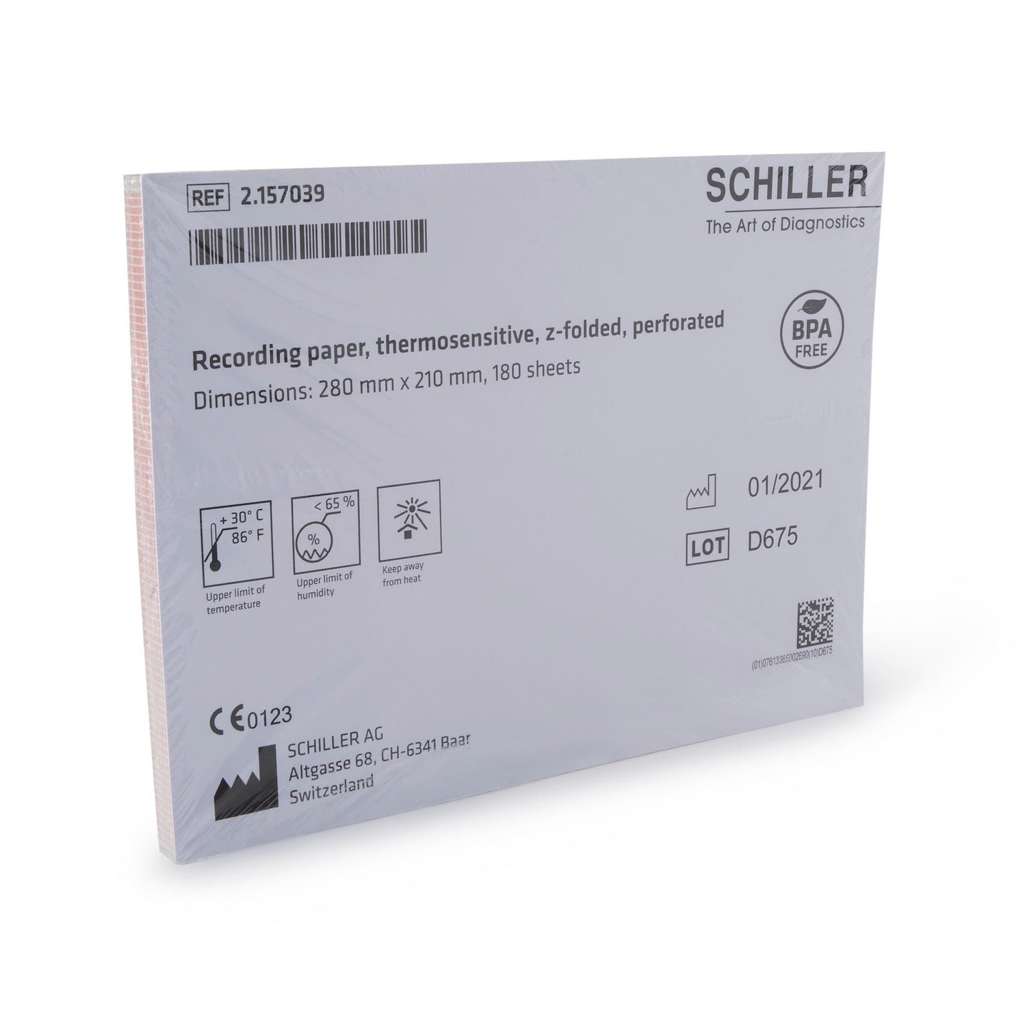 Schiller™ ECG Heart Monitor Thermal Recording Paper, Z-Fold