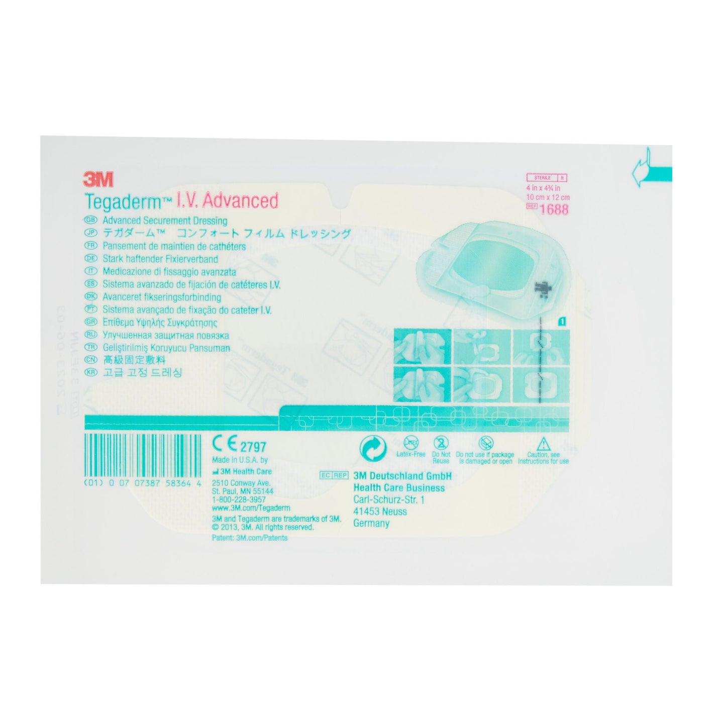 3M™ Tegaderm™ IV Advanced Securement Dressing, 4 x 4¾ Inch