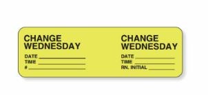 pdc Pre-Printed Label Anesthesia Label Yellow Permanent Paper Change Wednesday Date_Time_Int_ Black Syringe Label