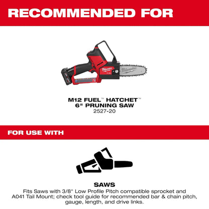 Milwaukee 6" 3/8" LOW PROFILE Pitch, .043" Gauge Saw Chain and Guide Bar Set 49-16-2843