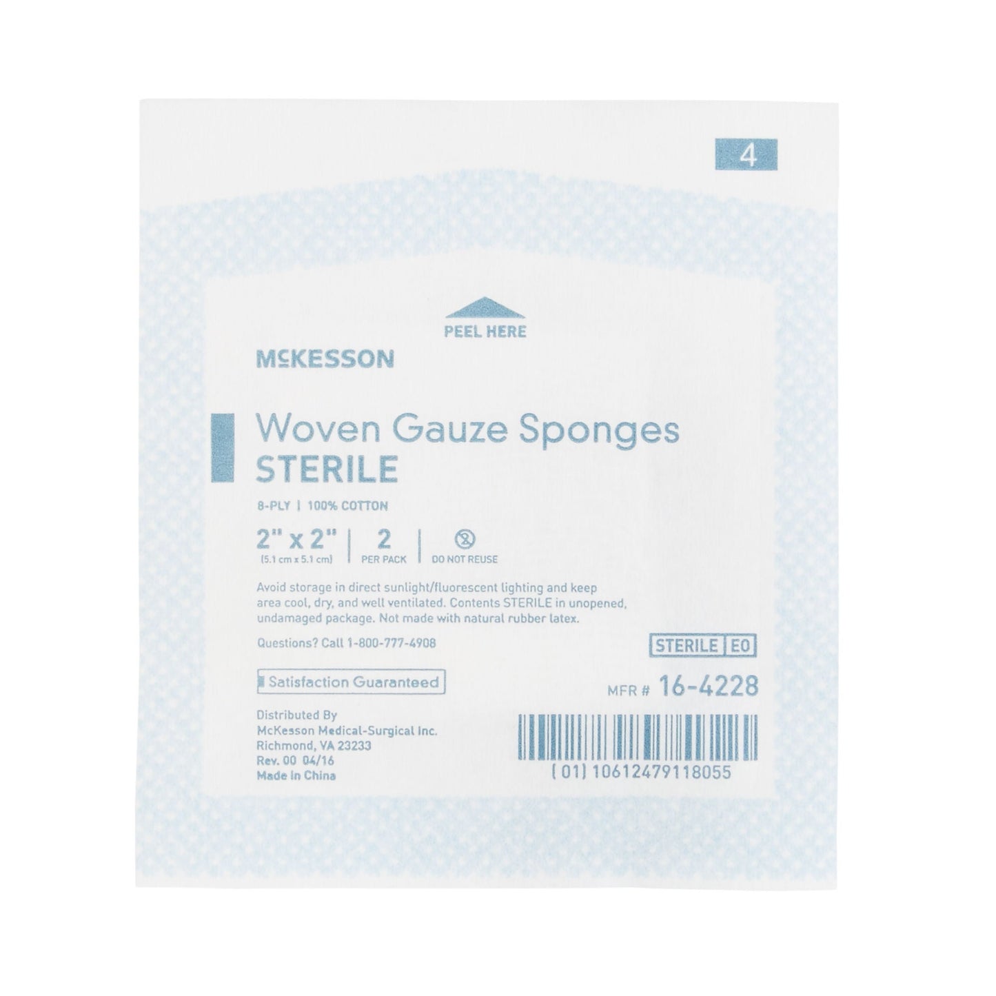 McKesson Sterile Gauze Sponge, Eight Ply