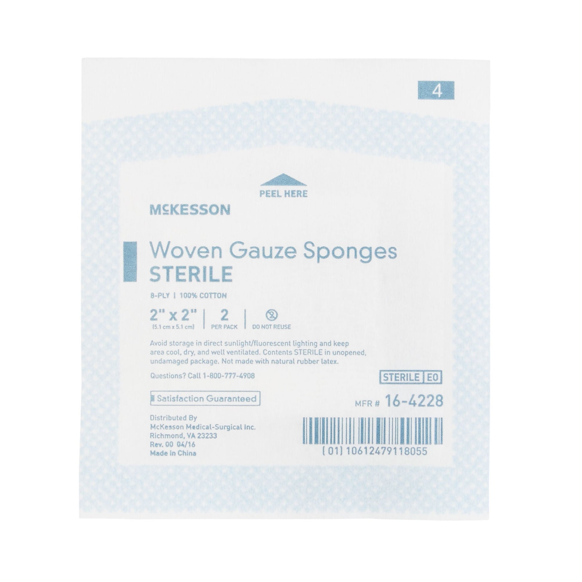 McKesson Sterile Gauze Sponge, Eight Ply