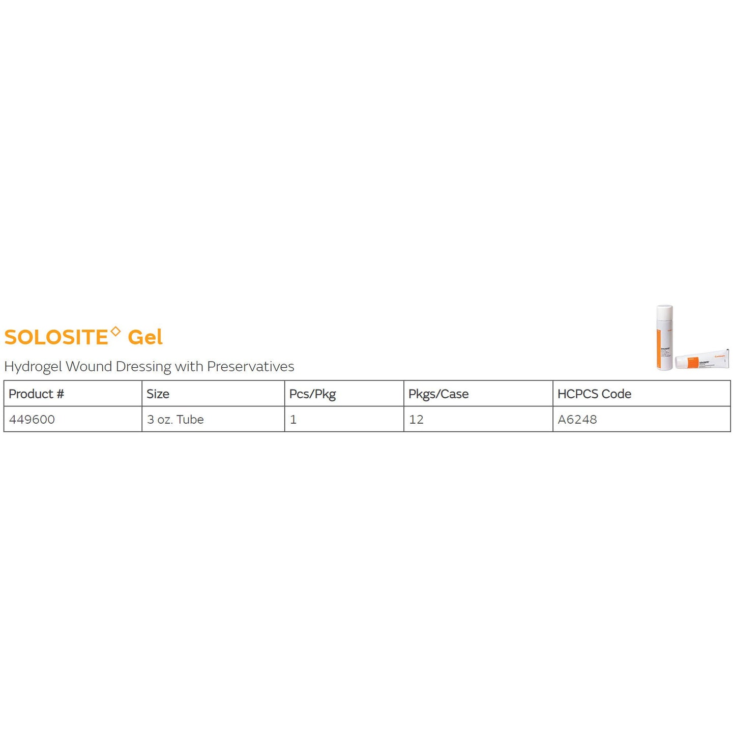 Solosite Hydrogel Dressing, 3-ounce Tube