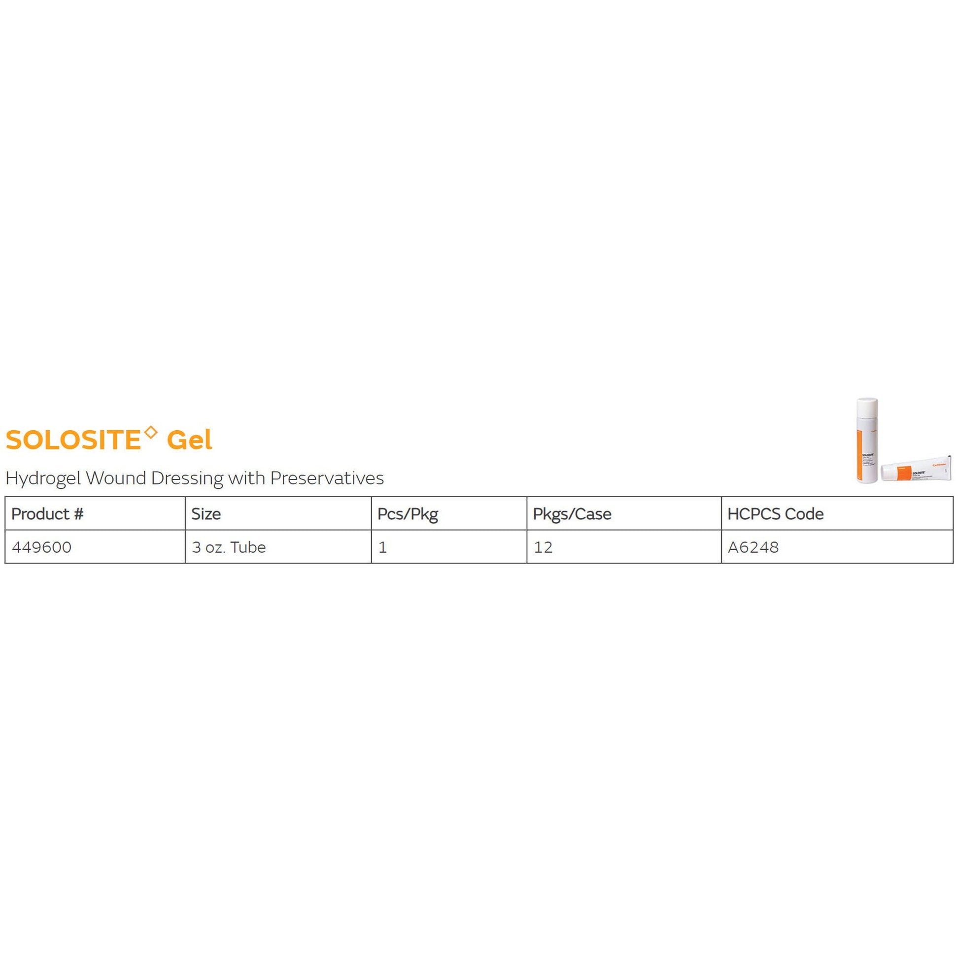 Solosite Hydrogel Dressing, 3-ounce Tube
