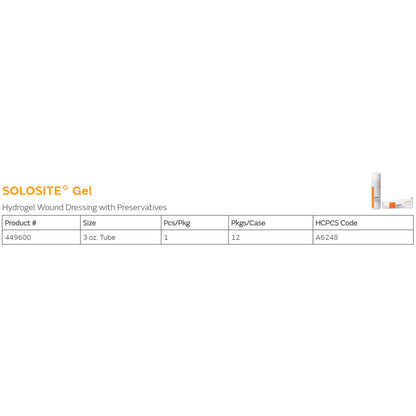 Solosite Hydrogel Dressing, 3-ounce Tube