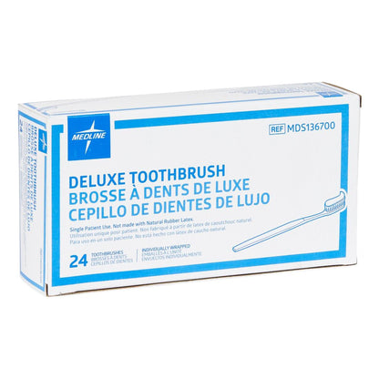Medline Toothbrush White Adult Soft
