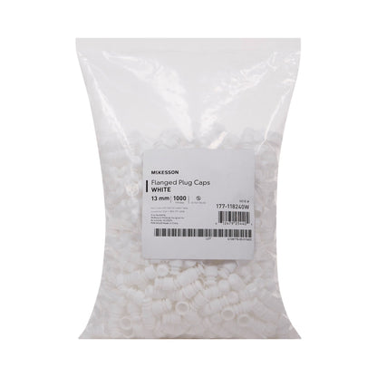McKesson Flanged Plug Cap, White, Polyethylene, for Use with 13 mm Tubes