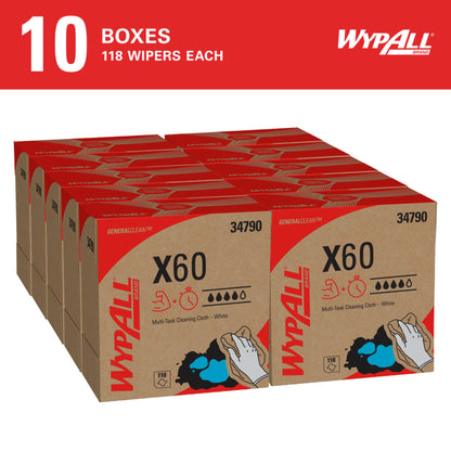 WypAll GeneralClean X60 Multipurpose Task Wipe 118 Count Dispenser Box NonSterile Disposable