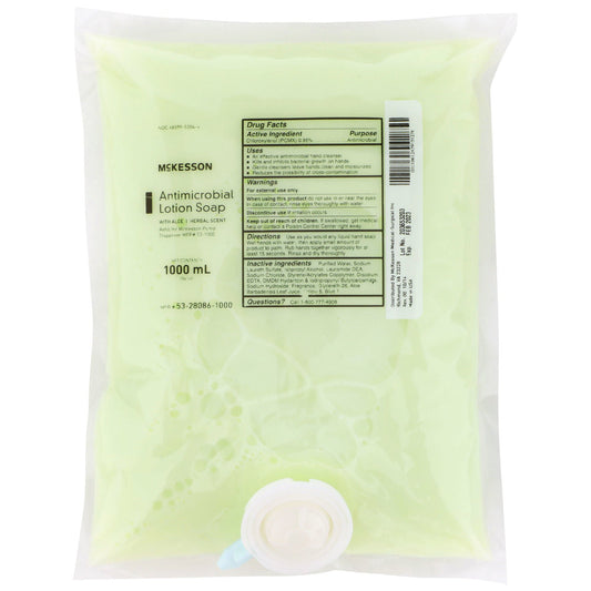 McKesson Antimicrobial Lotion Soap, Herbal Scent, With Aloe, Refill Bag