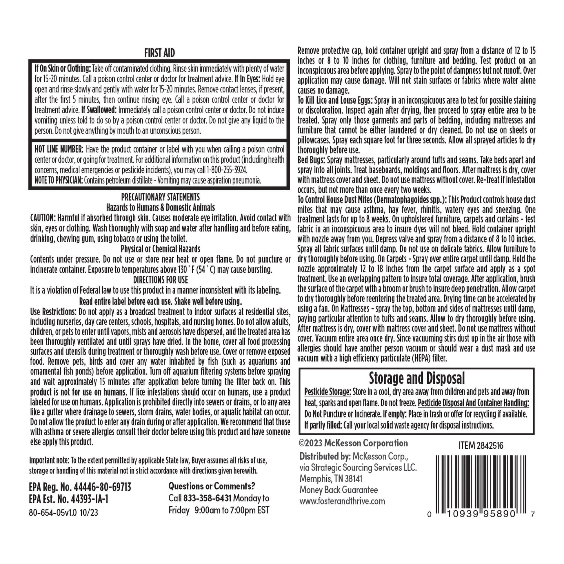 Foster & Thrive™ Lice, Bedbug, and Mite Furniture Spray, aerosol spray