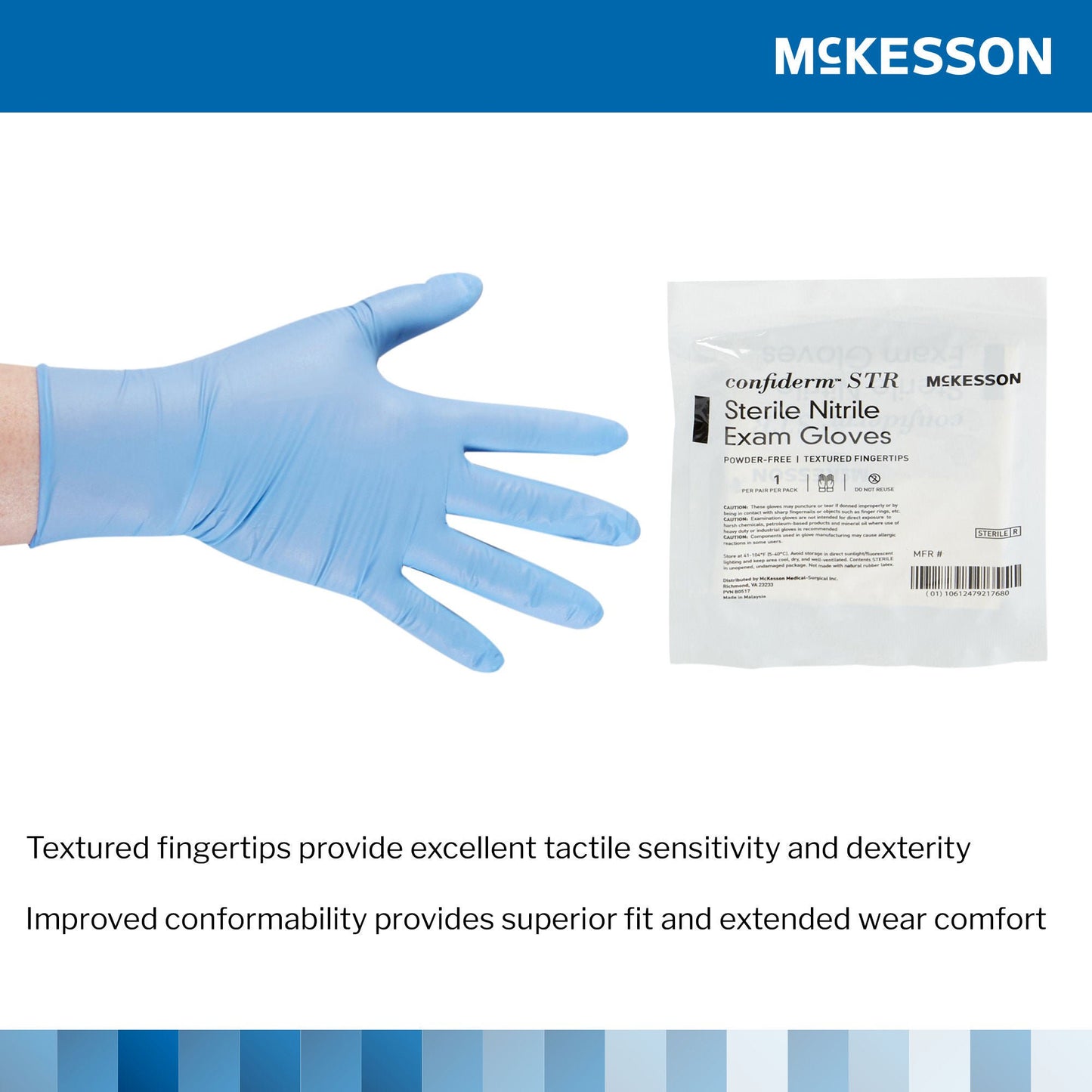 McKesson Confiderm® STR Nitrile Exam Gloves, Blue - view 4