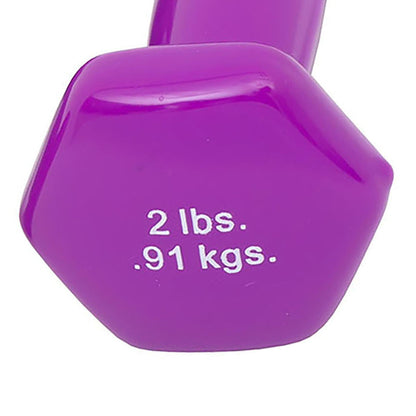 CanDo® Vinyl Coated Dumbbell, Violet, 2 lbs., Pair