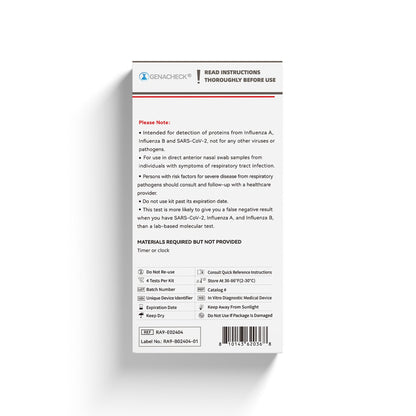 GenaCheck® COVID-19 / Flu A & B Rapid Self-Test