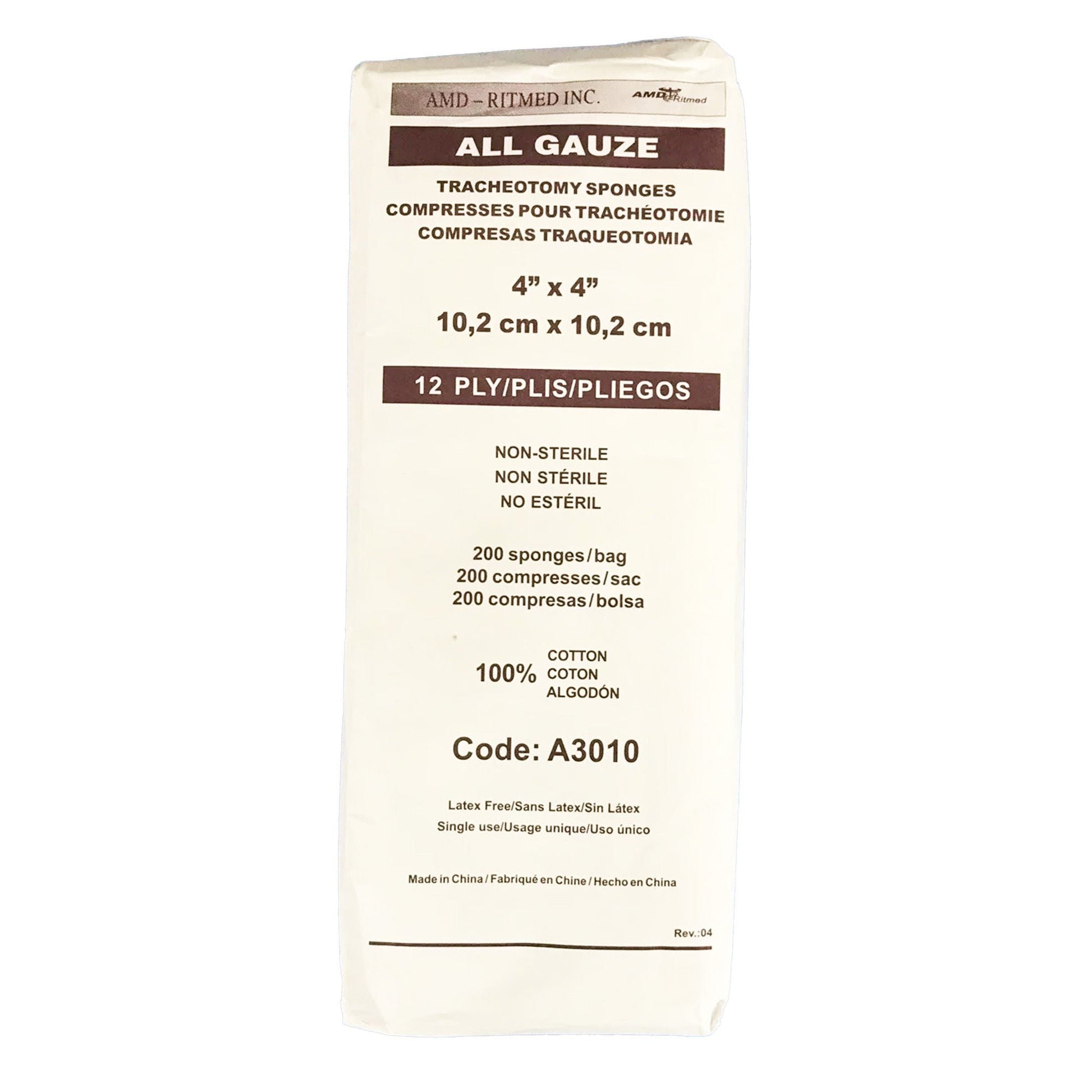 AMD Ritmed Tracheostomy Dressing, 12-Ply