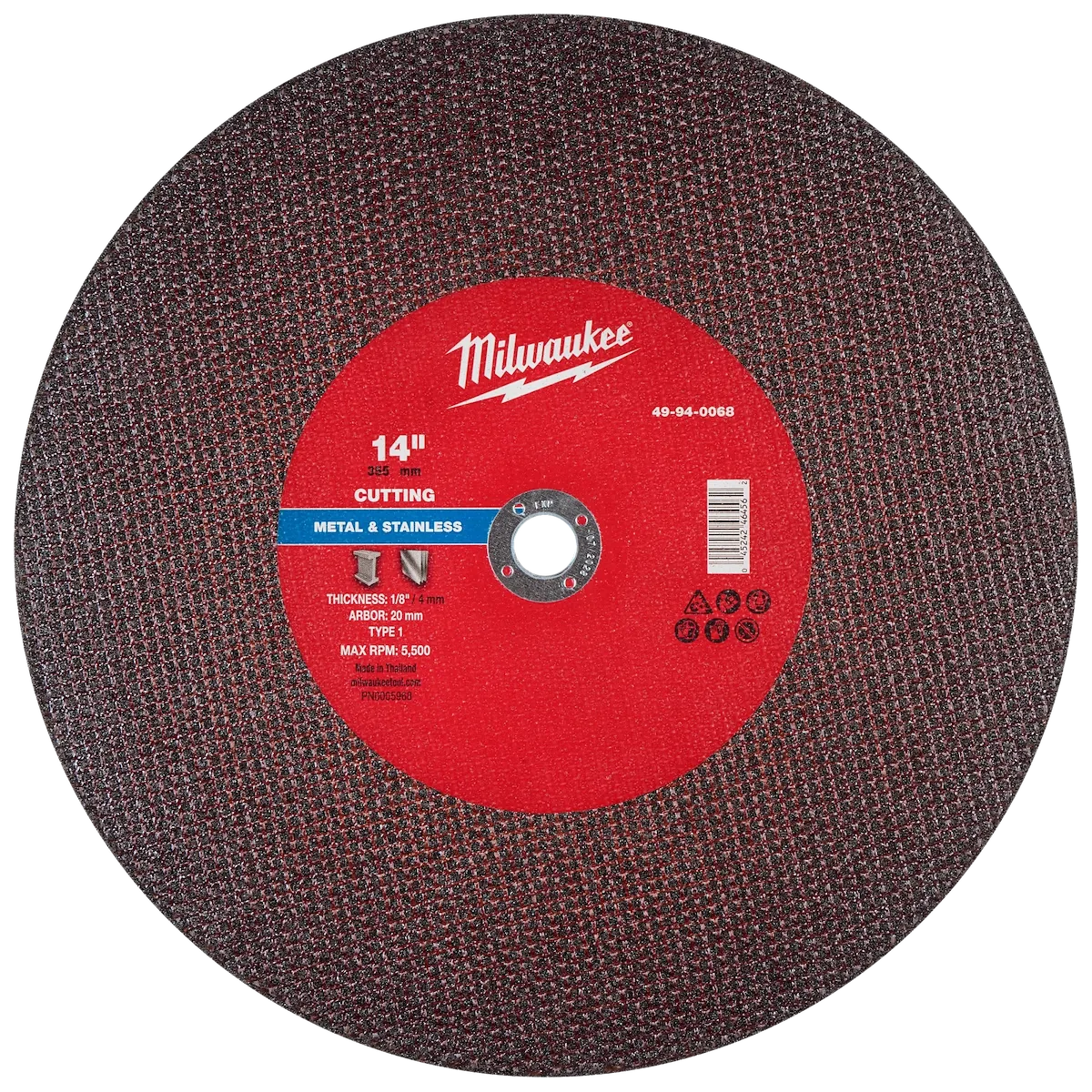 Milwaukee 14" x 1/8" x 20mm Metal Cut Off Wheel -Type 1 49-94-0068