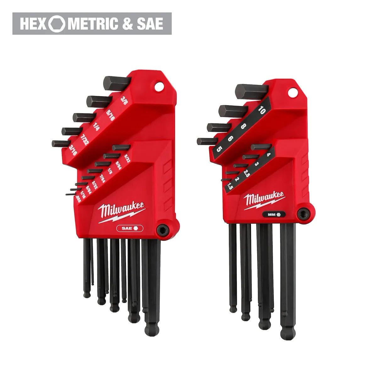 Milwaukee 22-Key Ball End L-Style Hex Key Set - SAE/Metric 48-22-2187 | 22-Piece