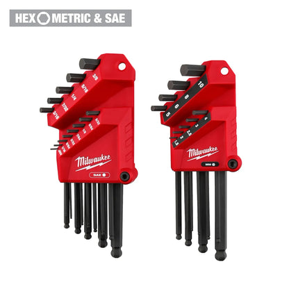 Milwaukee 22-Key Ball End L-Style Hex Key Set - SAE/Metric 48-22-2187 | 22-Piece
