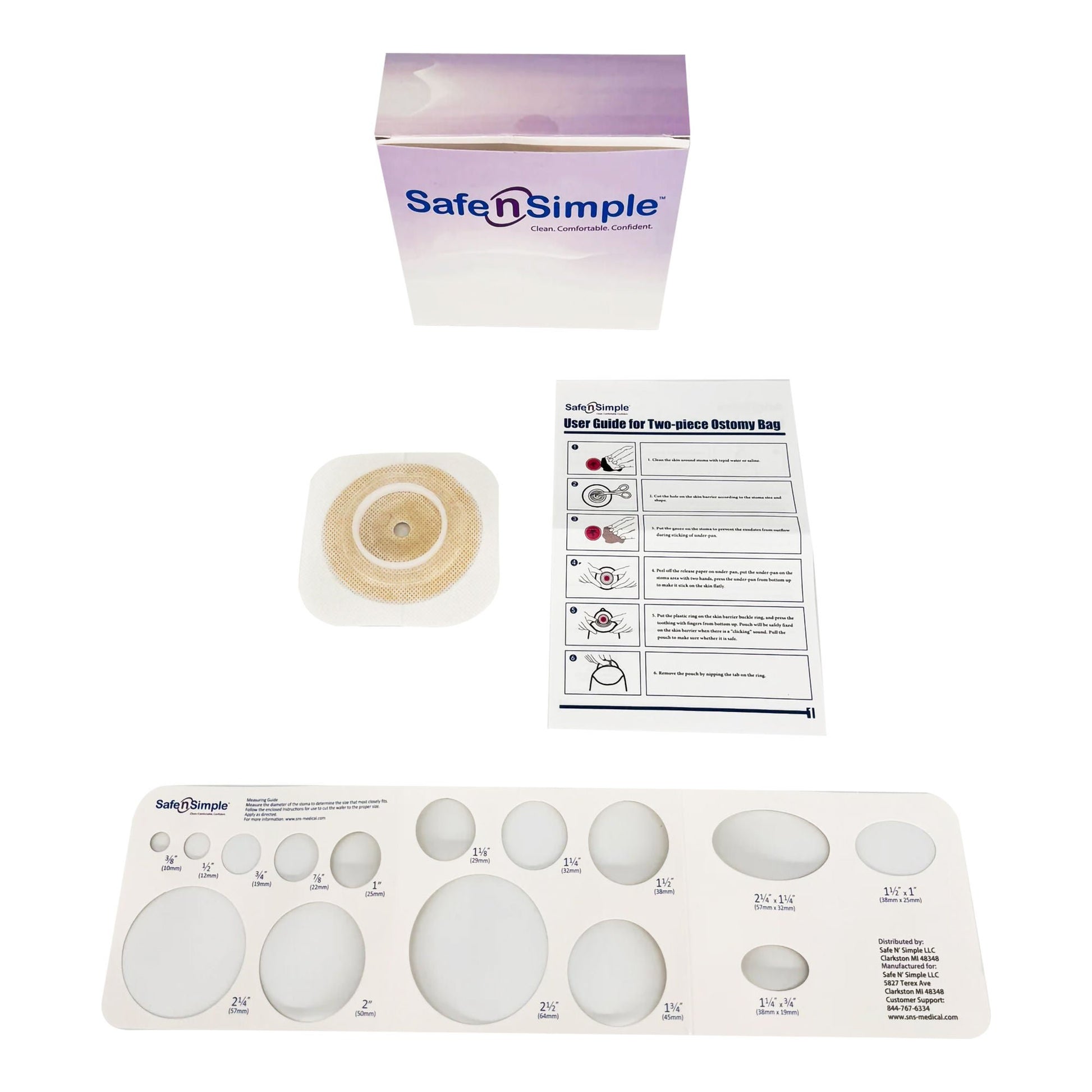 Ostomy Barrier Trim to Fit, Standard Wear Flexible Tape Flange Up to 1-1/4 Inch Opening 4--1/2 Inch