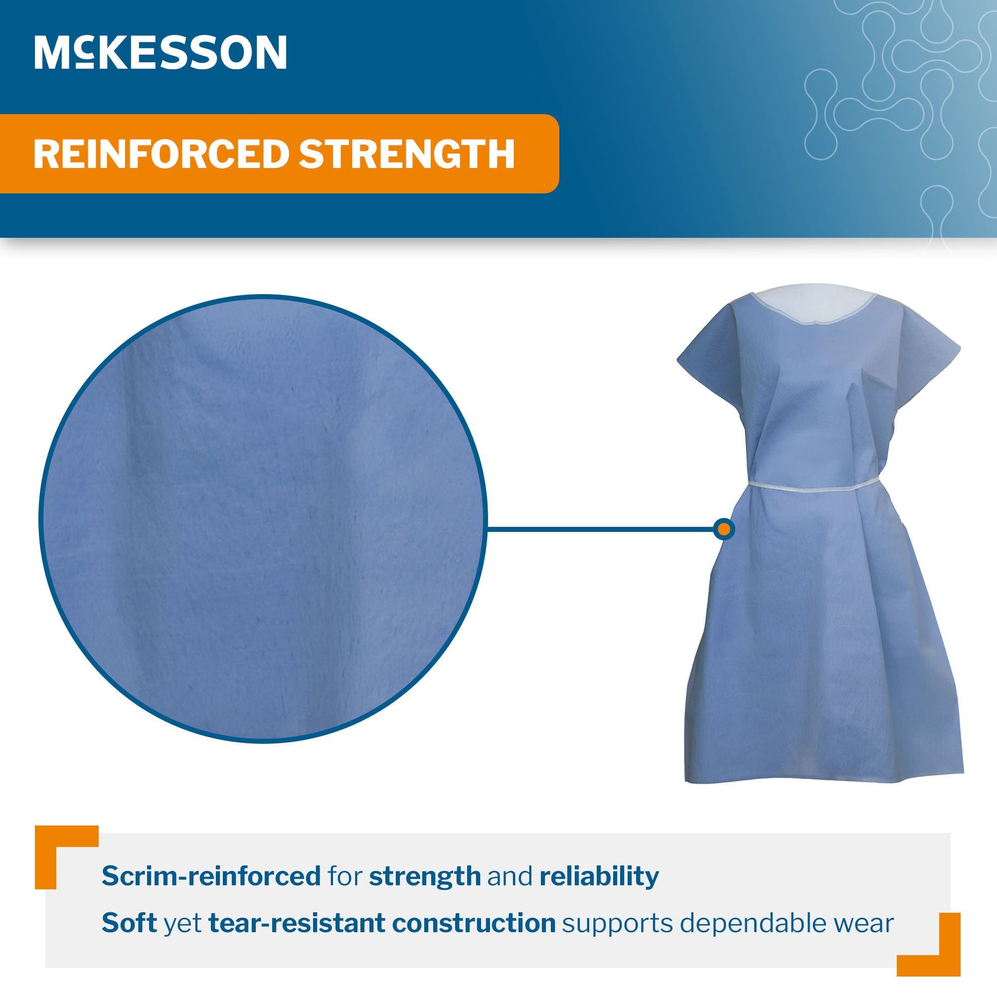 McKesson SMS Fluid Resistant Exam Gown, One Size Fits Most