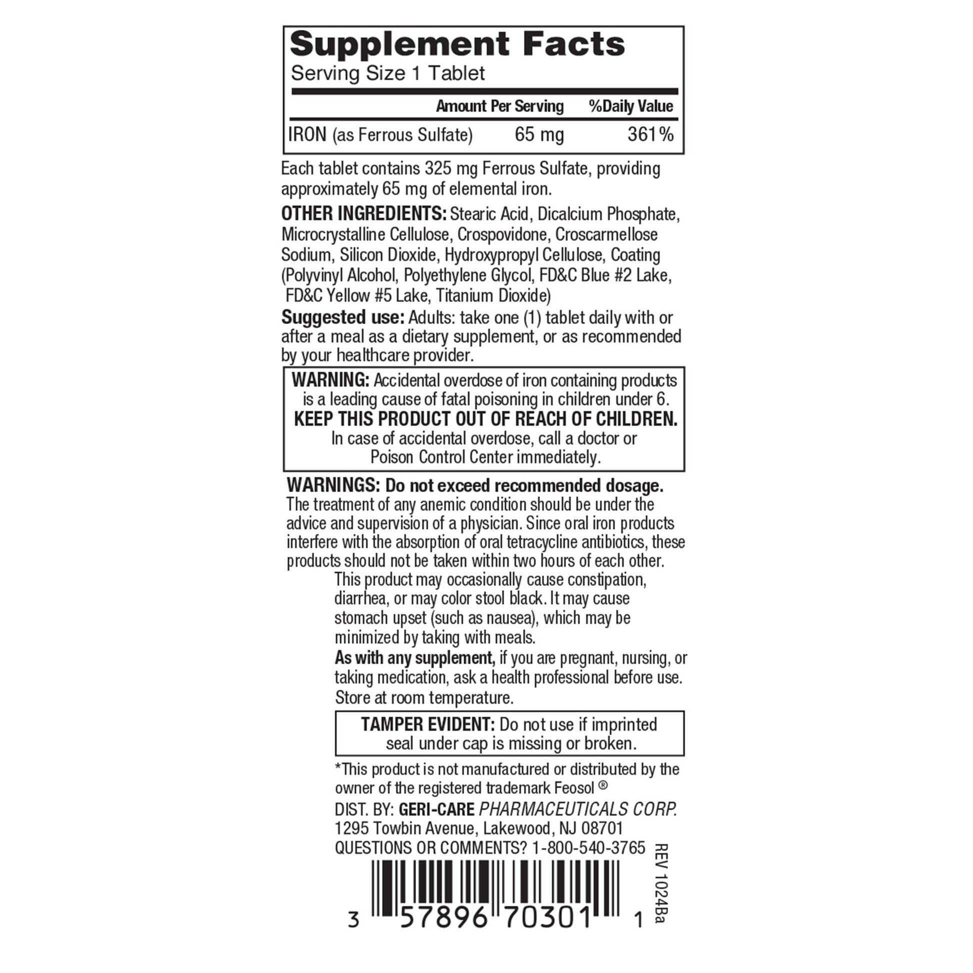 Geri-Care Iron Mineral Supplement