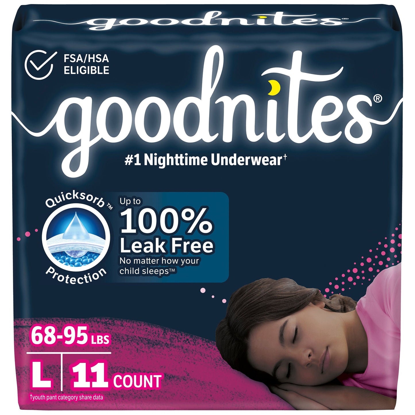 GoodNites® Night Time Underwear, for Girls weighing 68 – 95 lbs.