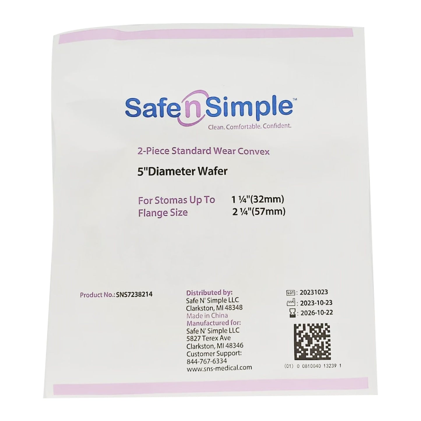 Safe n Simple Ostomy Barrier Trim to Fit, Standard Wear Adhesive Tape Collar Flange Up to 1-1/2 Inch Opening