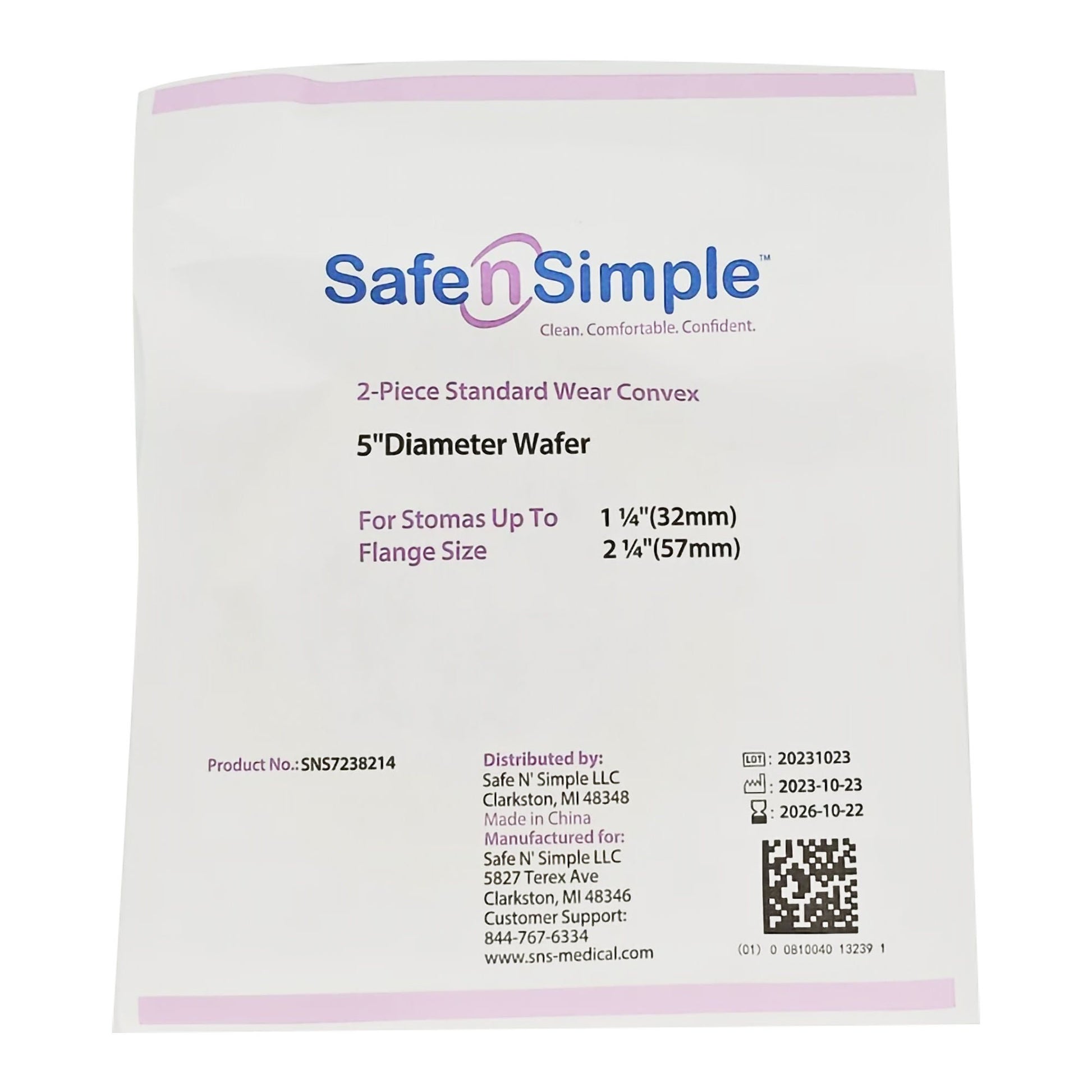 Safe n Simple Ostomy Barrier Trim to Fit, Standard Wear Adhesive Tape Collar Flange Up to 1-1/2 Inch Opening