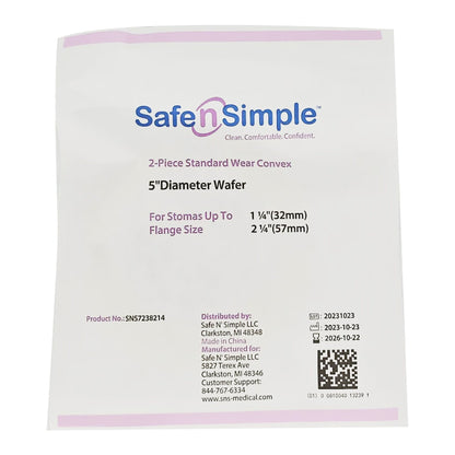 Safe n Simple Ostomy Barrier Trim to Fit, Standard Wear Adhesive Tape Collar Flange Up to 1-1/2 Inch Opening