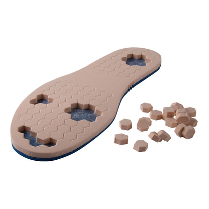 PediFix PressureOFF High Protection System 9 Wide Offloading Insole Removable Peg Polyurethane Foam Women 11 to 12.5 / Men 10 to 11.5 Blue / Tan